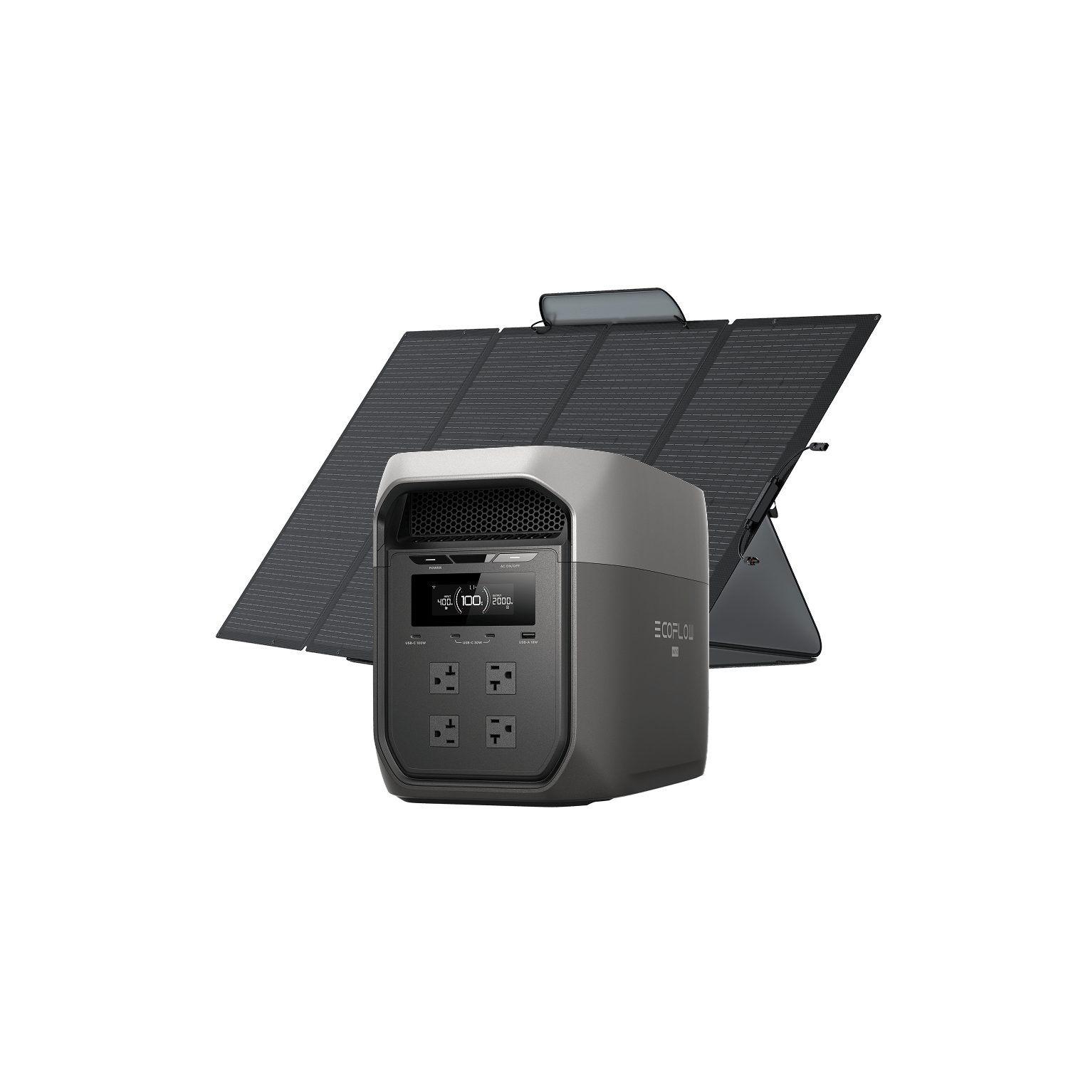 EcoFlow DELTA 3 Max in Black paired with the included 400W foldable solar panel