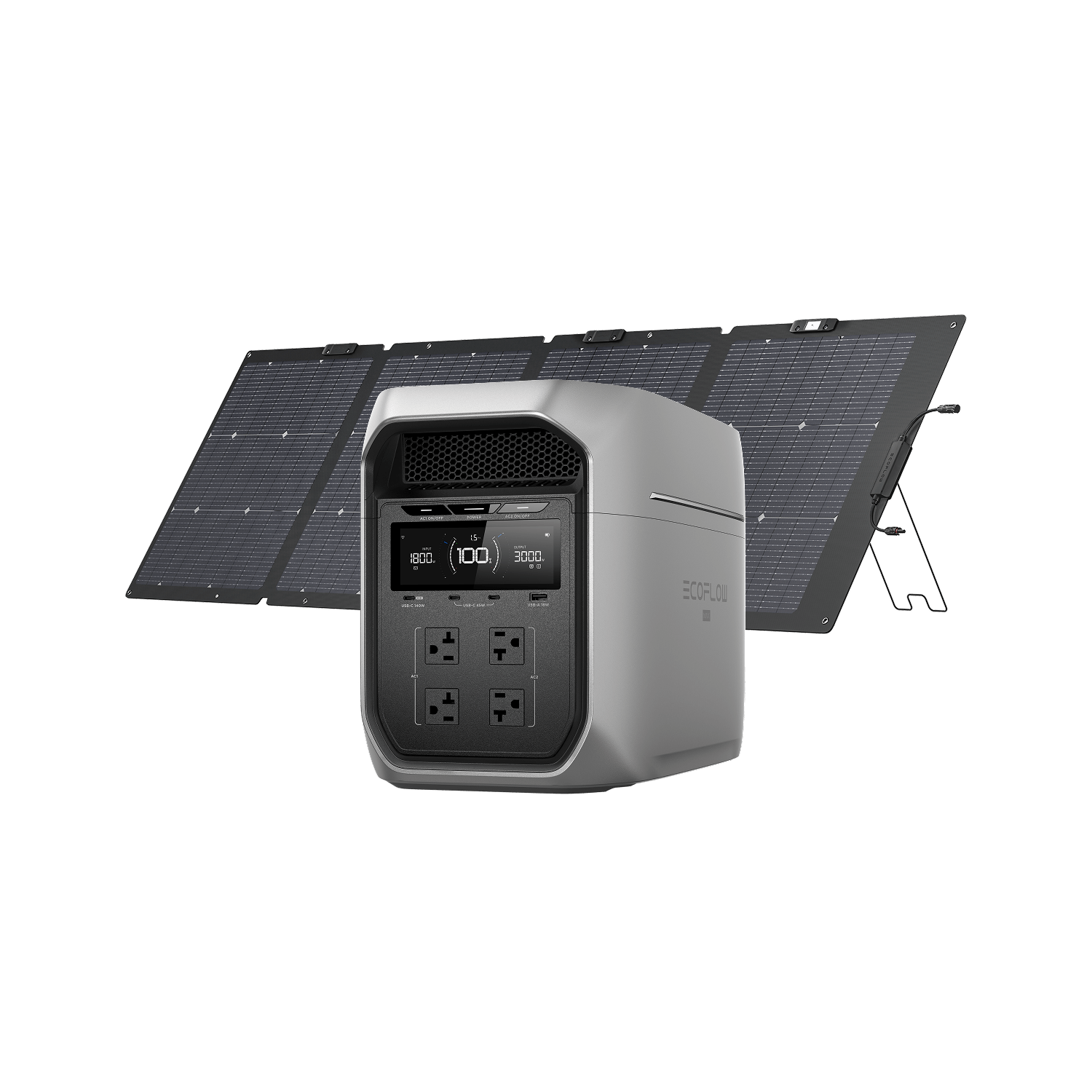 EcoFlow DELTA 3 Max Plus paired with the included single 220W bifacial solar panel