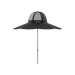 The EcoFlow wide-brimmed black solar hat features a mesh dome crown and thin chin strap, providing stylish sun protection and hands-free solar charging, displayed against a plain white background.