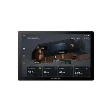 EcoFlow PowerInsight Home Energy Manager with 10-inch touchscreen displaying real-time home energy data