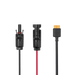 Three EcoFlow electrical connectors are shown against a white background: an MC4 male connector, an MC4 female connector with red wire, and an XT60 connector with black wire—ideal for EcoFlow MC4-XT60 cable or solar panel setups.