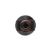 An EcoFlow black circular device with a central hole, red ring, and two rectangular indents on each side—resembling an MC4-XT60 cable connector—is shown from above against a white background.