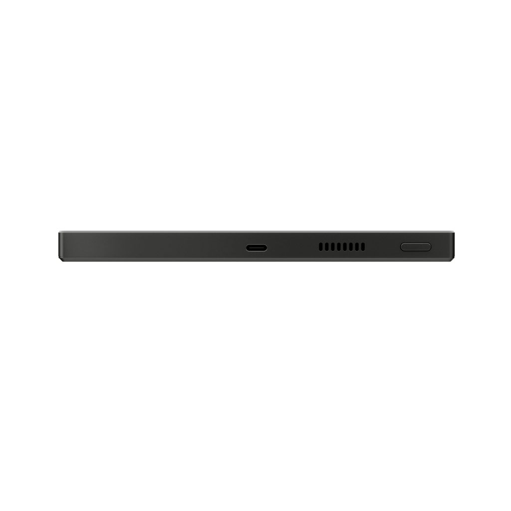 Bottom edge of dark tablet device
