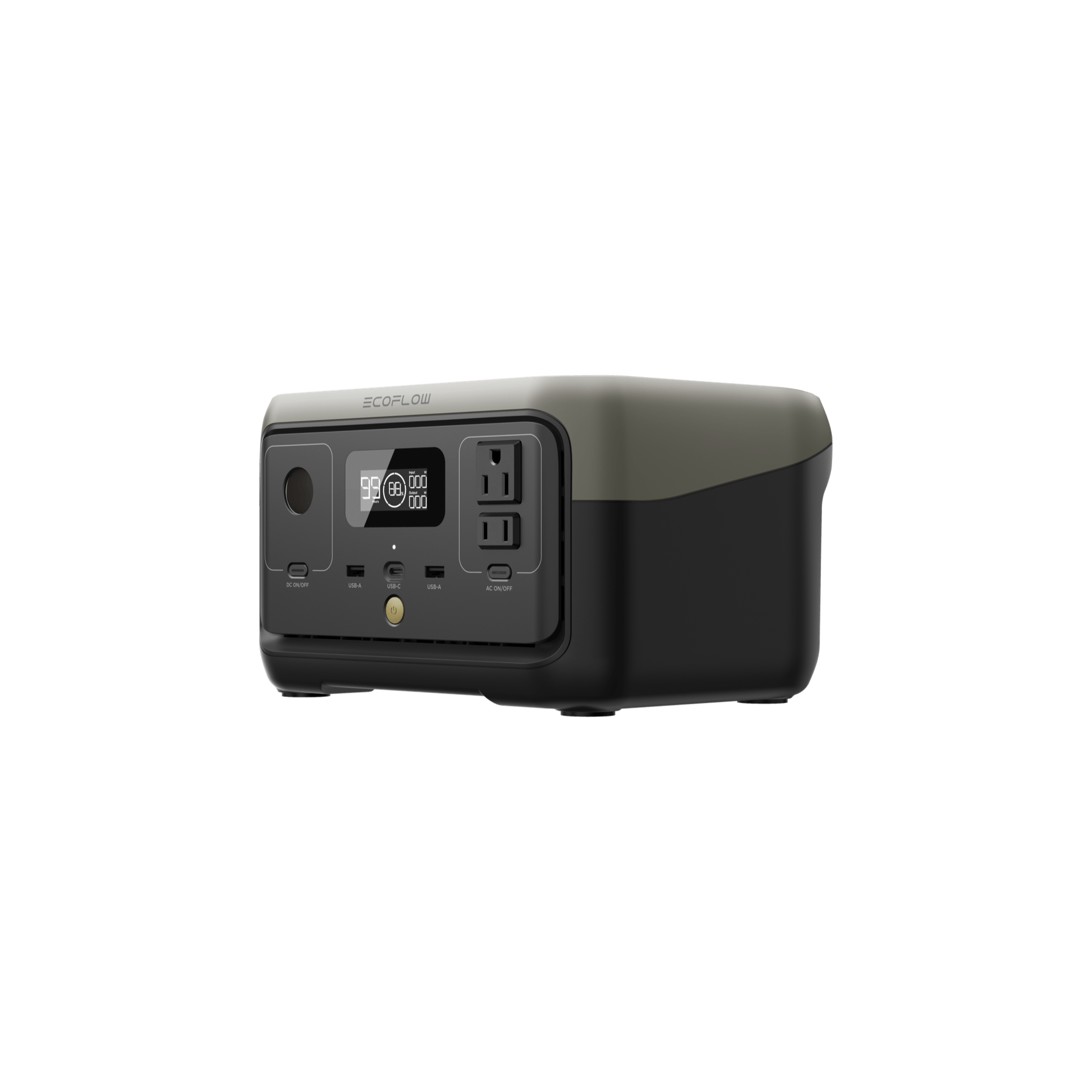RIVER 2+ solar generator angled view showing compact design and handle