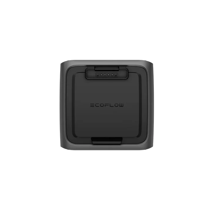 The stylish, modern EcoFlow RIVER 3 Plus is a black square device with a robust top handle and the EcoFlow logo prominently centered. Designed for portable energy solutions, it is shown front-facing on a plain white background.