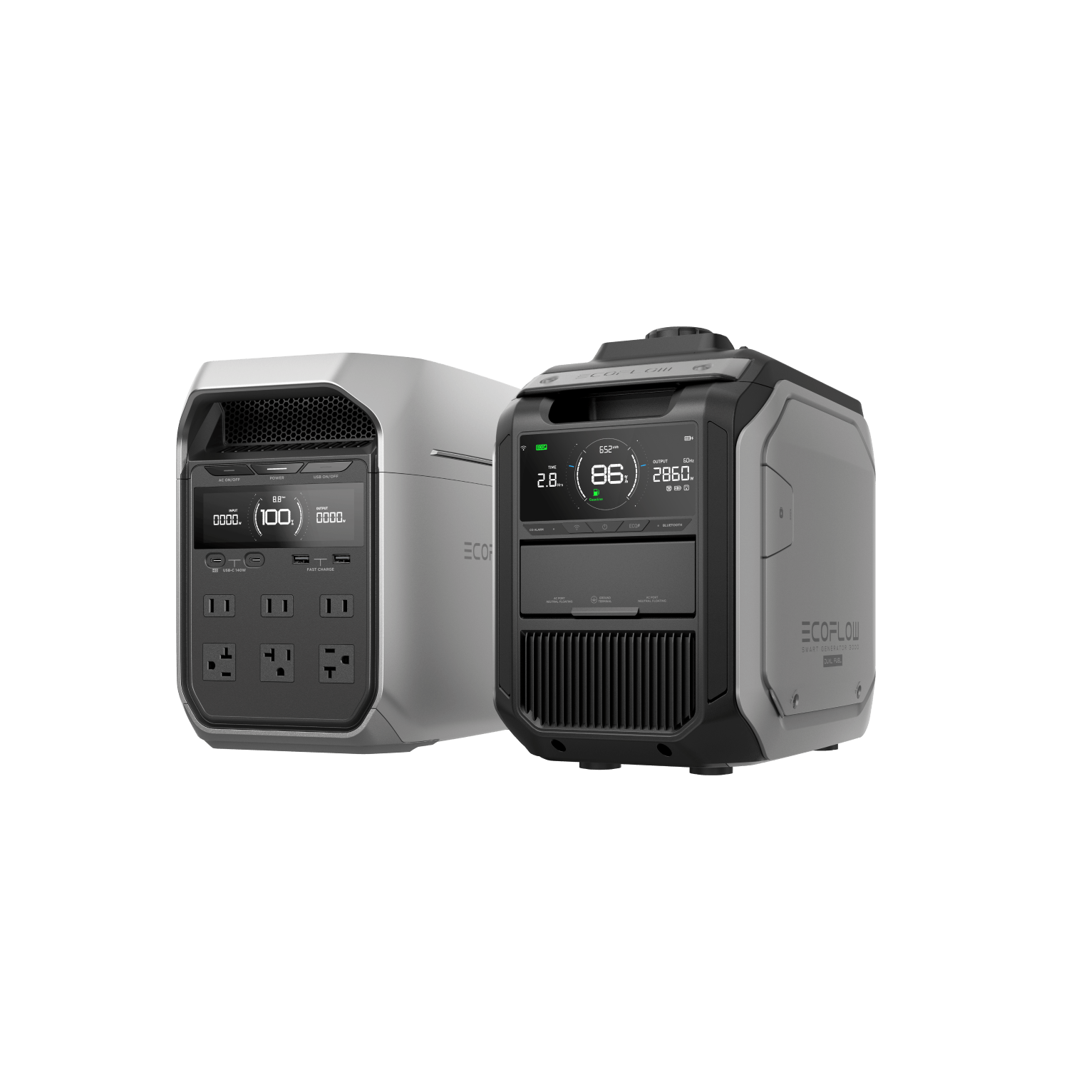 EcoFlow 3000 generator running outdoors during power outage backup