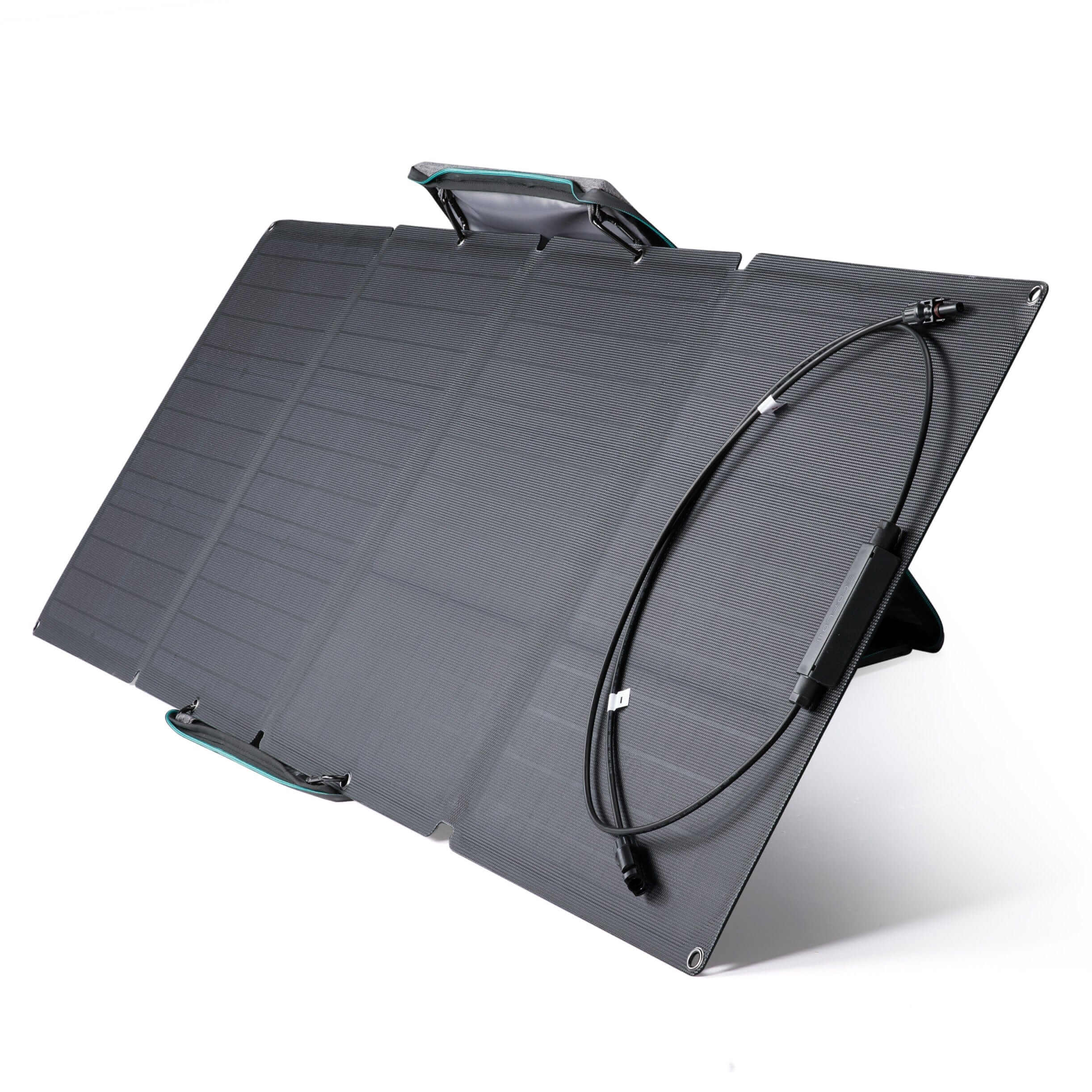 EcoFlow 110W solar panel folded down for compact travel storage