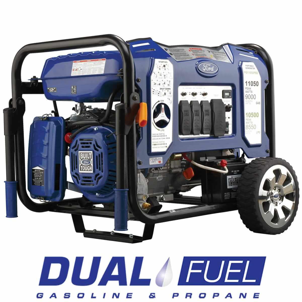 Ford Dual-Fuel Generator Ford FG11050PBE 11,050 Peak Watt M-Frame Dual Fuel Portable Generator with Switch & Go Technology