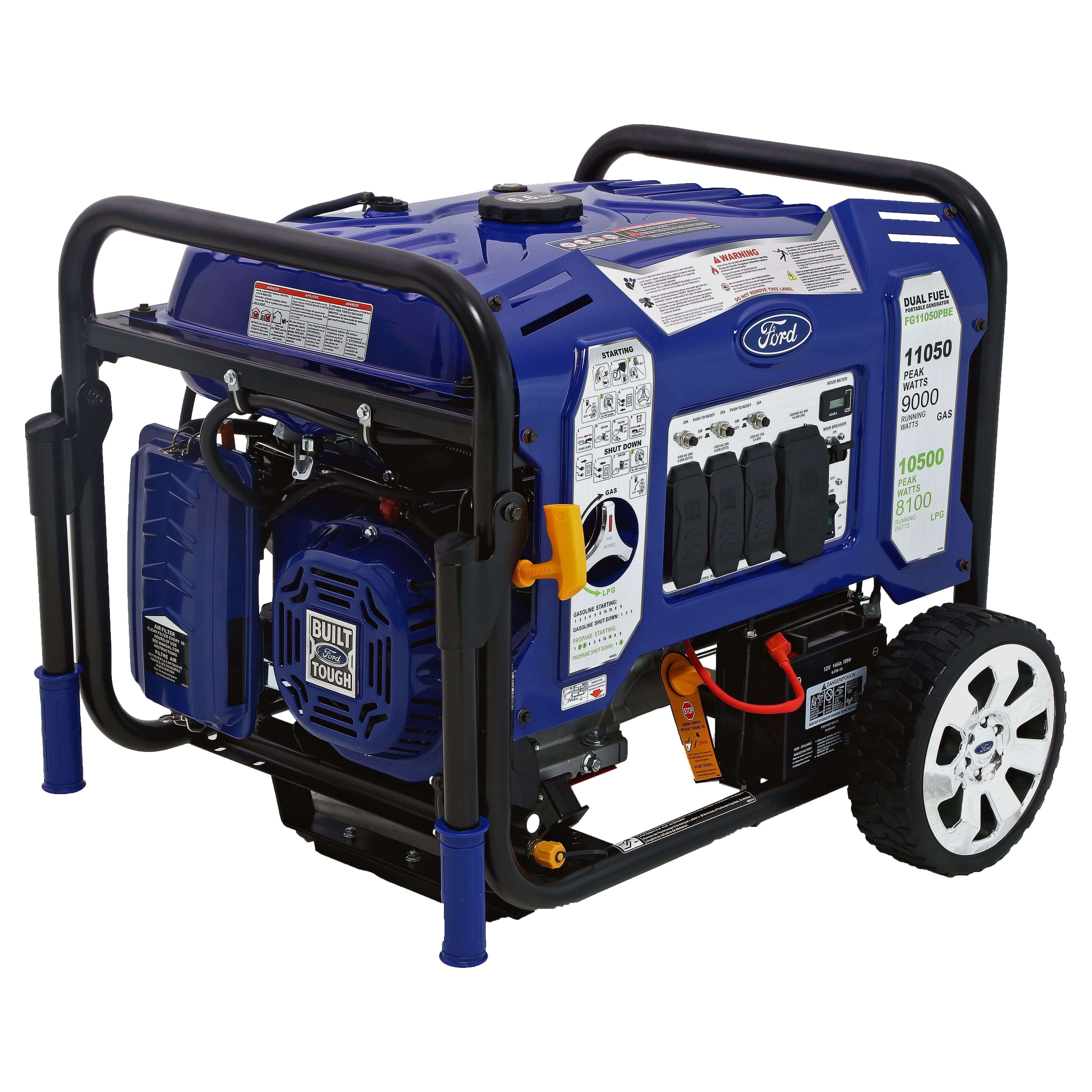 Ford Dual-Fuel Generator Ford FG11050PBE 11,050 Peak Watt M-Frame Dual Fuel Portable Generator with Switch & Go Technology