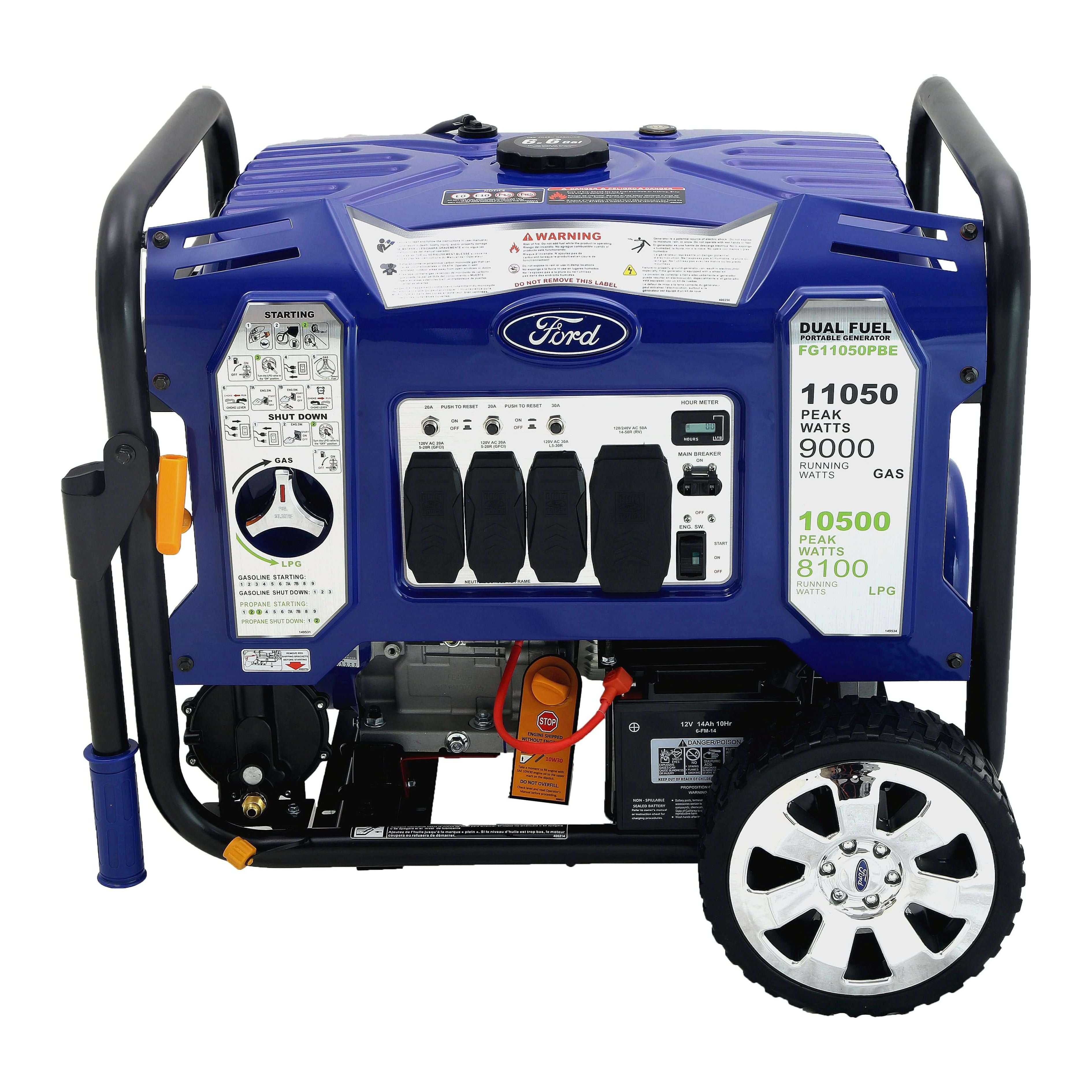 Ford Dual-Fuel Generator Ford FG11050PBE 11,050 Peak Watt M-Frame Dual Fuel Portable Generator with Switch & Go Technology