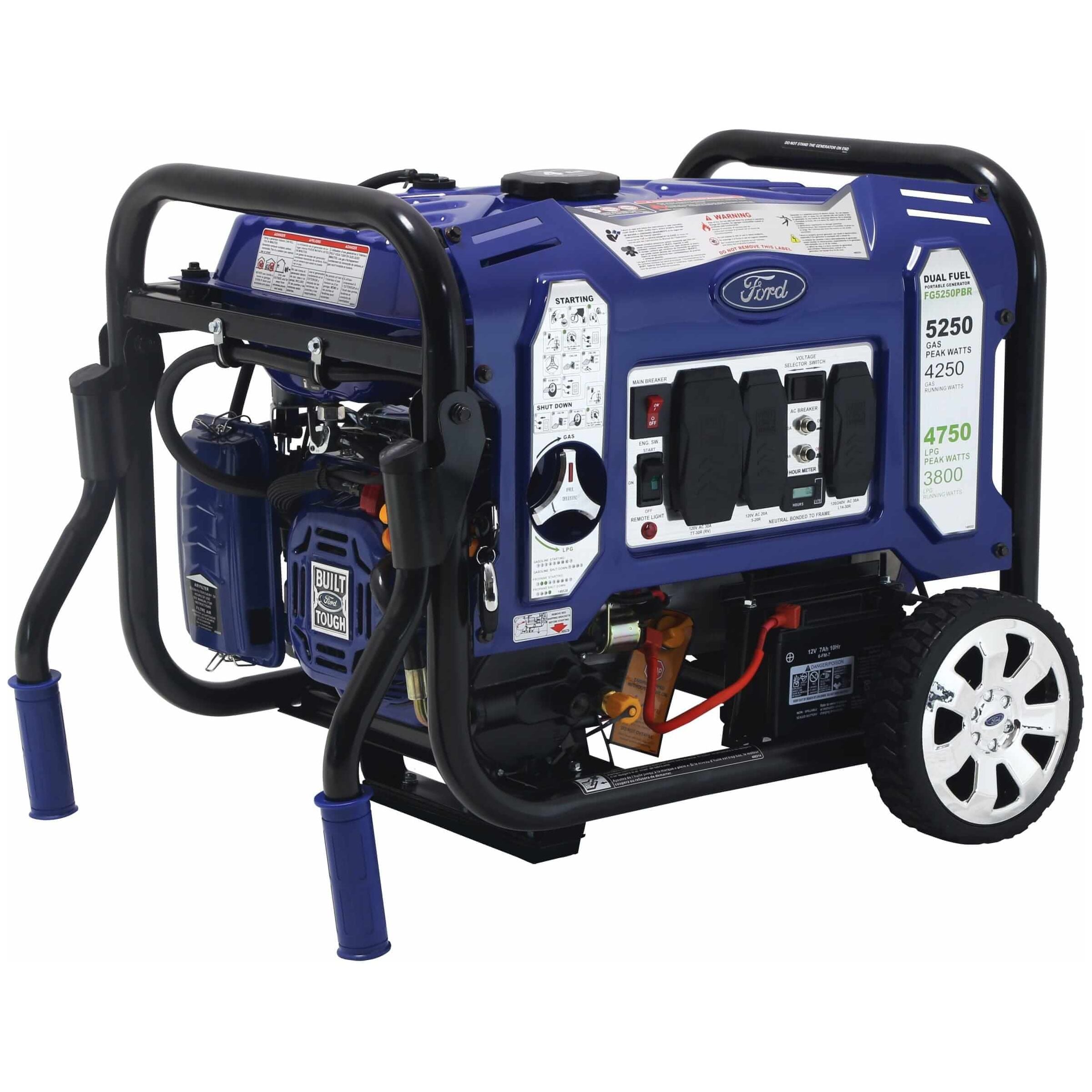 Ford Dual-Fuel Generator Ford FG5250PBR 5,250 Peak Watt M-Frame Dual Fuel Portable Generator with Switch & Go Technology