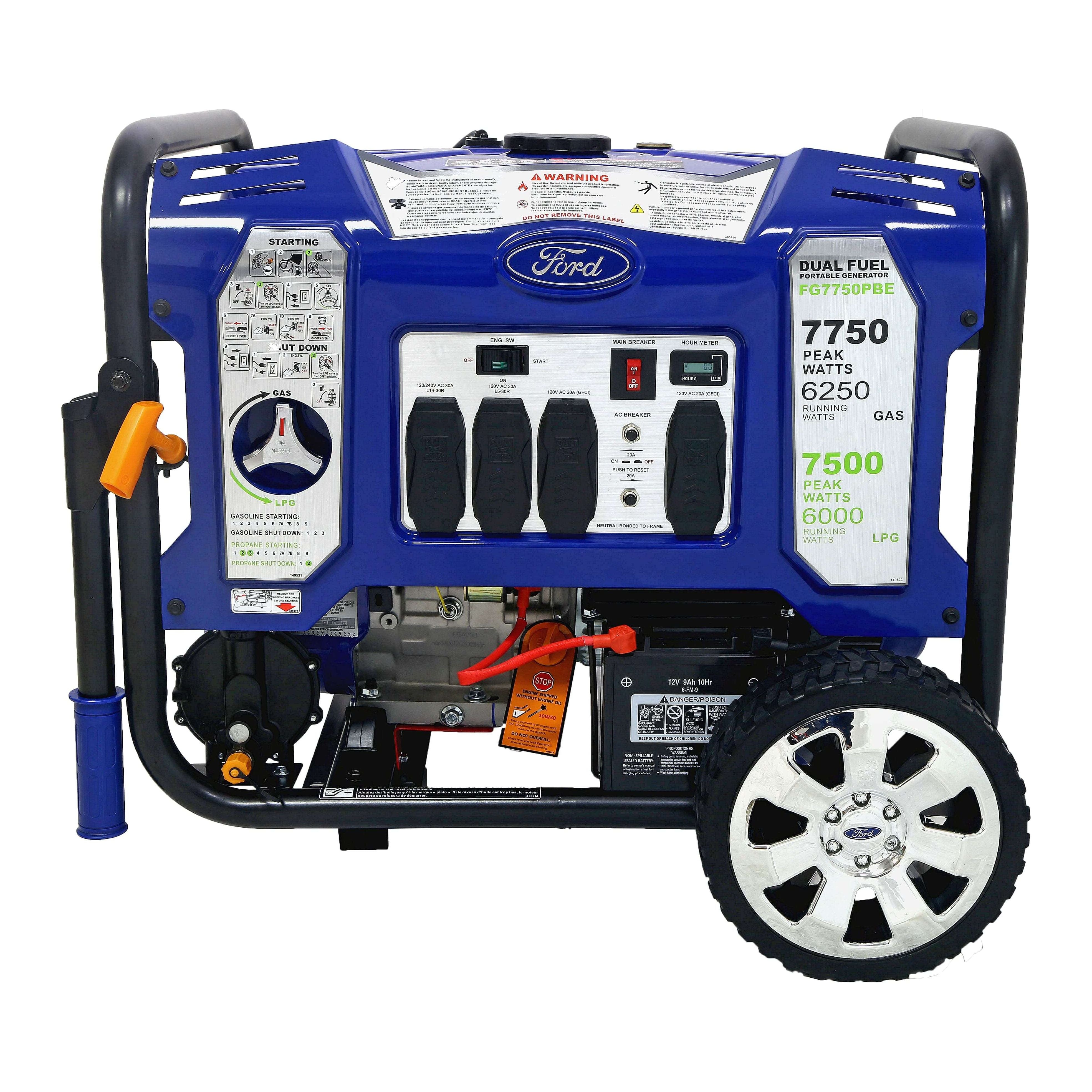 Ford Dual-Fuel Generator Ford FG7750PBE 7,750 Peak Watt M-Frame Dual Fuel Portable Generator with Switch & Go Technology