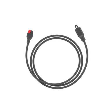 A Jackery Anderson Extension Cable, featuring a red-accented connector on the left and a black connector on the right, is coiled in a circle on a white background—perfect for linking devices such as the SolarSaga 100 Prime Solar Panel.