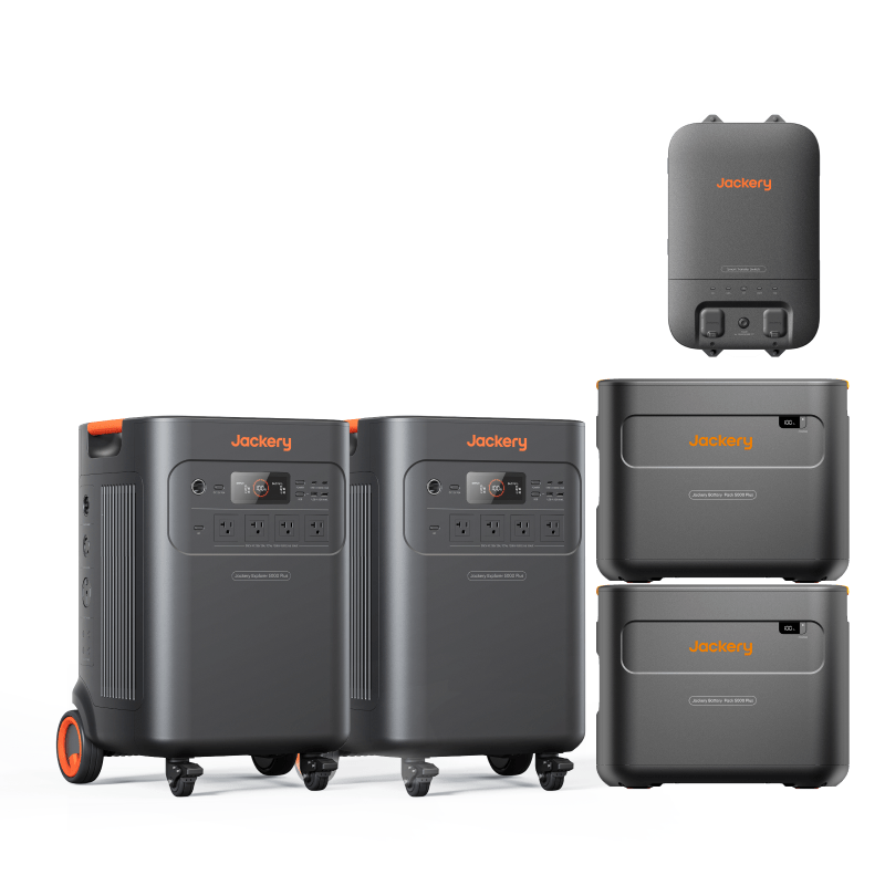 Jackery E5000Plus powering home backup during emergency power outage