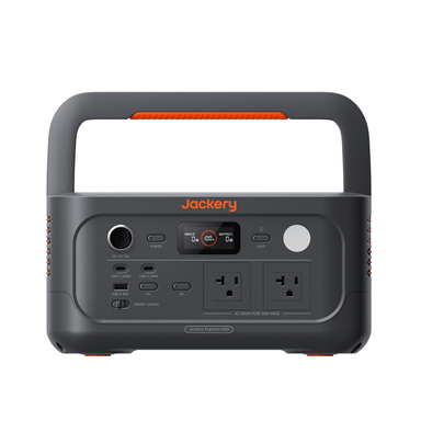 Jackery E600v2 portable power station front view with digital display