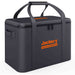 A black Jackery Explorer bag with two handles, a zipper, orange "Jackery Solar Generator" text on the front, and a rectangular design offers convenient portable storage for your power station. Brand: Jackery.