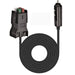 The Nature's Generator coiled black power cable kit features a car cigarette lighter adapter on one end and a rectangular connector with red and green buttons, compatible as a car charger for Nature's Generator Lithium. Displayed on a white background.