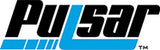 Logo featuring the word "Pulsar" in black, bold, stylized text with a blue, curved underline extending from the letter "L".