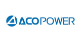 AcoPower logo featuring a stylized triangular design on the left and the text "ACO POWER" in blue. The background is white.