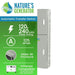 A promo image for Nature's Generator automatic transfer switch shows its metal NEMA-3R enclosure, 125A capacity, 120/240V support, and universal compatibility with solar generators.