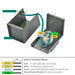 Two gray Nature's Generator electrical boxes, one open to reveal gold, white, and green wires on labeled terminals. A green wire connects to a ground screw. Below is a wiring diagram for this 30 Amp Power Inlet Box with NEMA L14-30P.