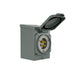 A Nature's Generator gray 30 Amp Power Inlet Box with flip-up lid, featuring a round NEMA L14-30P receptacle and three visible prongs for connecting to a generator inlet box or power source.