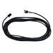 A 50ft coiled black solar cable from Nature's Generator, featuring connectors on both ends, ideal for solar panel setups, displayed against a white background.