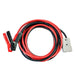 A coiled set of red and black battery jumpstart cables by Nature's Generator with clamp connectors on one end and a gray Anderson plug on the other, compatible with Nature's Generator Elite, placed on a white background.