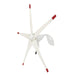 A white Nature's Generator wind turbine with five long blades featuring red tips is shown against a plain white background. Its central hub connects to a curved, aerodynamic tail vane, making it ideal for off-grid setups.