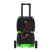 The Nature's Generator portable power station features two stackable black and green units, a retractable handle, two wheels, and an orange power cable—ideal for off-grid setups or as a dependable home battery backup.