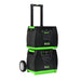 Two stacked Nature's Generator black and green portable power stations with wheels and a telescoping handle, featuring control panels, outlets, and indicator lights—ideal for off-grid setups or as a reliable home battery backup.