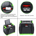 The Nature's Generator portable power station features a compartment for storing an expansion cable, a daisy chain connector, and a solar input. Multiple views display the connector, cable storage area, and descriptive text on the image.