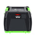 The Nature's Generator portable power station features a black and green design, a top handle, vented sides, and multiple front panel ports for solar input, shown from the front view.