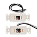 Two white Nature's Generator wall plates with colored wire connectors and attached black and white wires are shown. Ideal for indoor generator or solar kit installation. Mounting flanges included.
