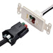 A close-up of a Nature's Generator keystone wall plate with power connector and cable plug, featuring red and green tabs on a white background—ideal for indoor generator installation or use with the Home Kit.