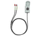A gray Nature's Generator power outlet box with an open hinged cover connects to a long black cable that splits into three wires, each ending in a red or black audio RCA plug—ideal for use with the Lithium 1800 or Combiner.