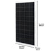 The Nature's Generator rectangular solar panel features black photovoltaic cells, shown upright, and is ideal for portable power stations. Dimensions: 33.07 in (850 mm) tall, 26.37 in (670 mm) wide, 1.37 in (35 mm) thick.
