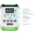 The Nature's Generator portable power station with LiFePO4 battery includes labeled parts: LCD display, main power button, USB-A ports, USB-A fast-charge ports, USB-C ports, USB on/off button, AC on/off button, AC outlets, expansion cover, and ground.