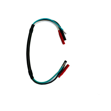 A Nature's Generator black and green link cable bent into a "C" shape, featuring red and black alligator clips on each end, set against a plain white background.