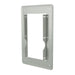 The Nature's Generator gray metal wall mounting bracket has a rectangular shape with rounded corners, a central open space, multiple screw holes, and vertical support bars—ideal for flush-mount electrical panel installation.