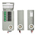 A Nature's Generator transfer switch kit box in gray is shown from three angles: the front with labeled switches and fuses, and both sides displaying 30 Amp L5-30P Inlet circular outlets plus cables attached at the bottom.