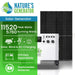 Nature's Generator solar generator system features a large black solar panel and white wheeled unit—ideal for home use, delivering 11,520 peak watts, versatile charging options, and replaceable batteries for reliable backup power.