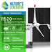 Nature’s Generator solar generator set features a large solar panel, wind turbine, and wheeled power unit for whole-house backup. 11,520 peak watts, 5,760 running watts. Solar, wind & AC charging; infinitely expandable with replaceable batteries.