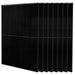 Eight black rectangular solar panels by Nature's Generator stand upright in a staggered row with a grid of photovoltaic cells—ideal for use with a home battery backup or electric generator. Background is plain white.