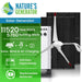 The Nature's Generator system features a wind turbine, solar panel, and battery unit—delivering 11,520 peak watts, 5,760 running watts, home backup capability, multiple charging options, expandability, and replaceable batteries.