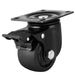 The Nature's Generator black swivel caster wheel features a mounting plate with four holes and a side brake lever, offering smooth mobility and stability for furniture, equipment, or generator use.