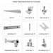 Nature's Generator aluminum alloy solar panel mount kit for concrete includes rails, end and mid clamps, rail splices, expansion bolts, earthing clips, adjustable rear legs, front legs, and grounding lugs arranged in a grid.