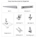 Image showing labeled components of a Nature's Generator solar panel mount kit for shingle roofs: rail, aluminum alloy rail splice, shingle foot, end clamp, mid clamp, earthing clip (4 each), and grounding lug (2).