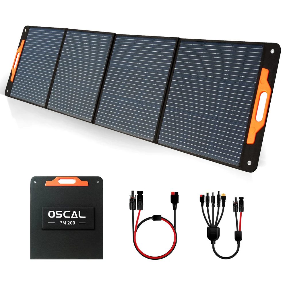 Oscal PM200 foldable solar panel with included cables