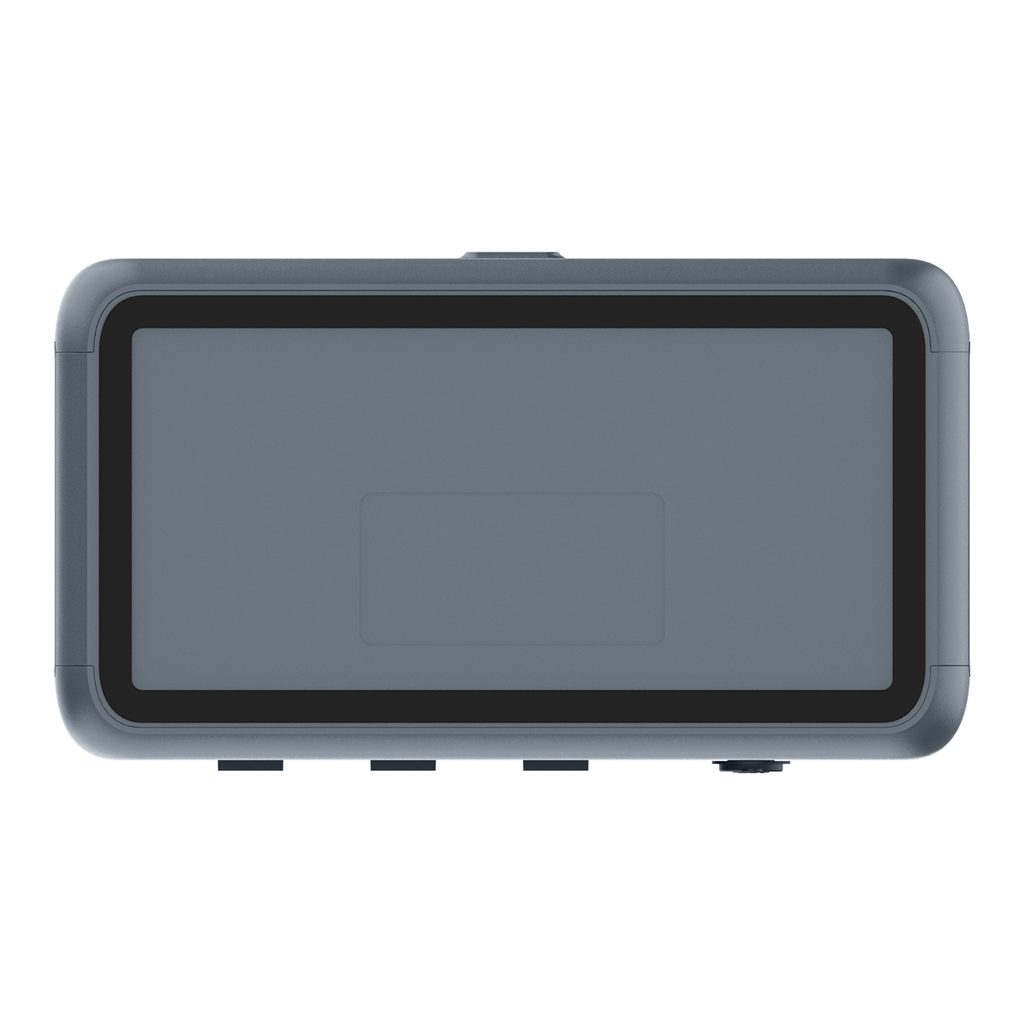 Portable power station, bottom/rear view
